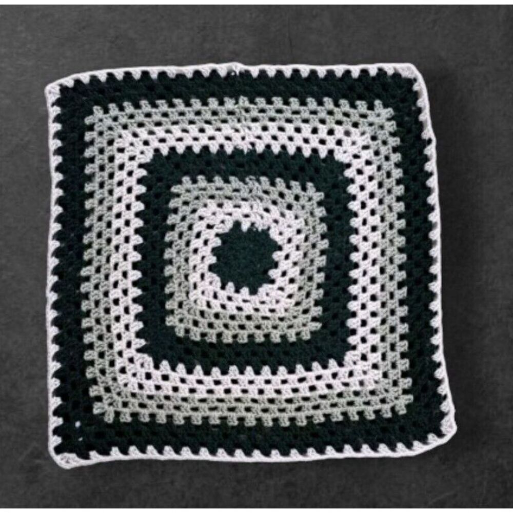 Handmade Crochet Afghan Knitted Baby Granny  Green Blanket Throw Lap